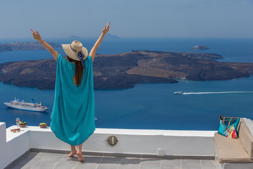 Karpimo Horizon - Caldera View With Private Hot Tub Villa Firostefani Exteriör bild
